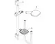 Hansgrohe Duschsystem mit einer Duschstange, einer Handbrause und einer Seifenschale in Chromfarbe, dargestellt in technischen Anleitungen.
